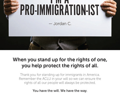 ACLU ad campaign, appealing to donors.