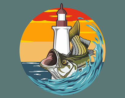Striped Bass Fishing Illustration