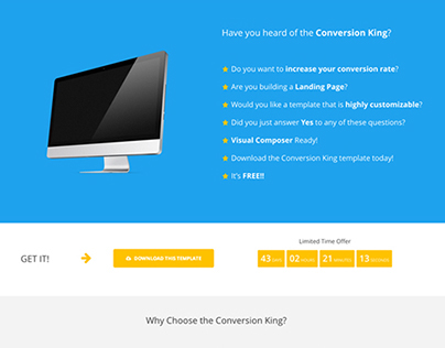 Conversion King Landing Page - FREE Shortcodes Template