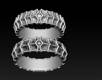 Wedding rings with sculptural plastic Obruchalki.com