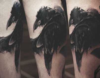 ABSTRACT CROW WATERCOLOR TATTOO