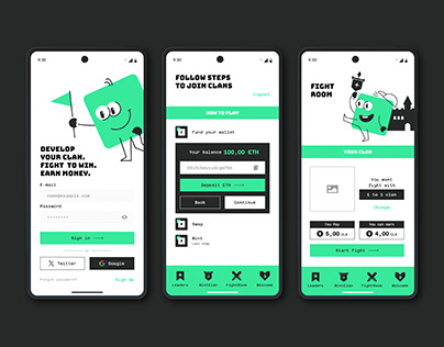 Mobile app game UX design + illustrations