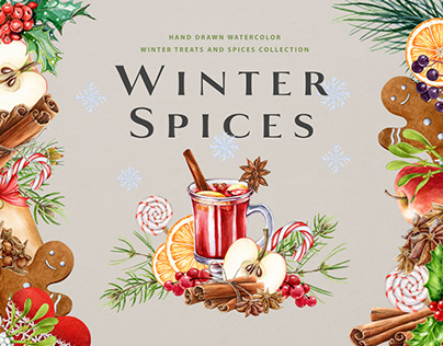 Winter Spices Watercolor Cozy Set