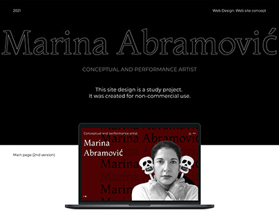 "Marina Abramović" website concept. A study project.