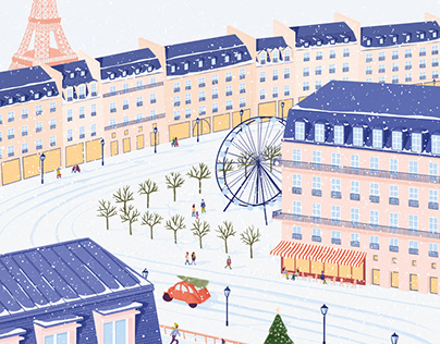 Travel themed Christmas illustrations