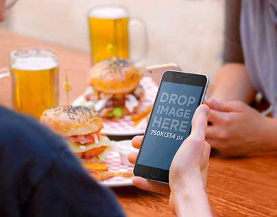 iPhone 6 Mockup of Friends Eating Out
