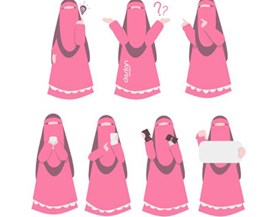 Muslim woman in different poses
