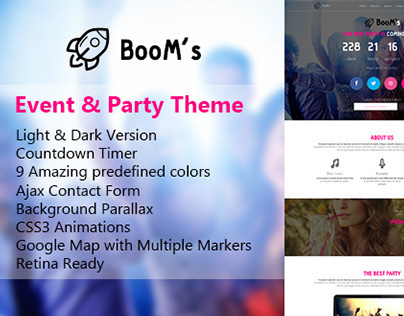 Booms one page event & party theme