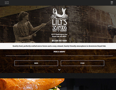 Lily's Seafood Grill & Brewery // Site Redesign