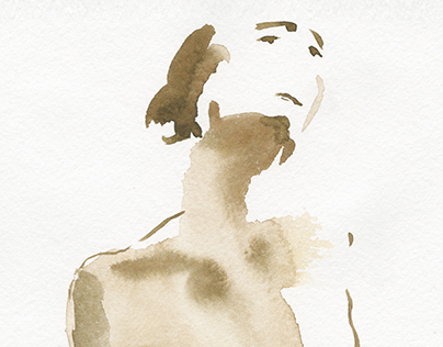 Watercolor sketches of a nude model