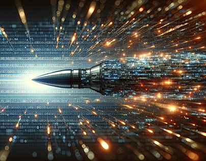 A digital bullet flying through the digital space