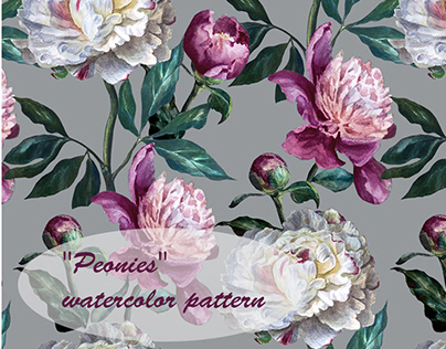 "Peonies" watercolor pattern
