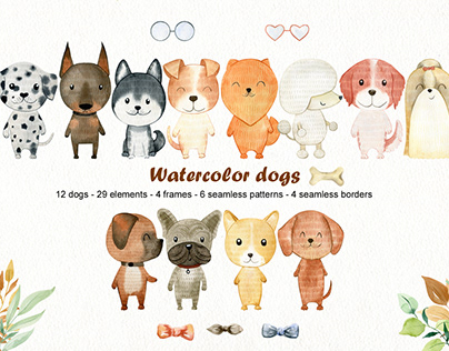 Watercolor dogs.