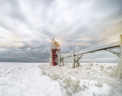 Frozen South Haven Lighthouse