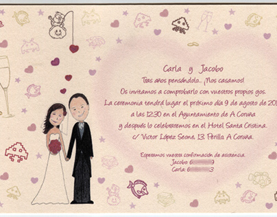 Invitaciones para la boda de Jacobo y Carla.