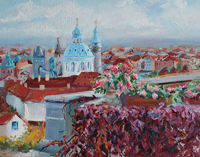 Prague. oil painting