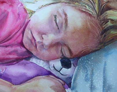 Sleepy Bear - Watercolor