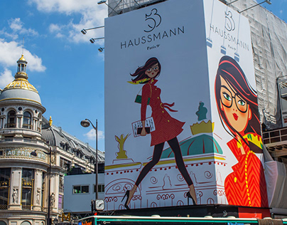 Mural illustrations for "55 Blvd Haussmann" Paris