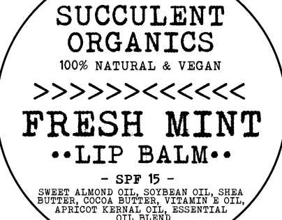 Succulent Organics Lip Balm Labels