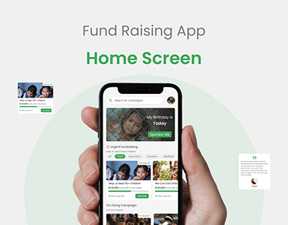 NGO Fund Raising App - Home Screen