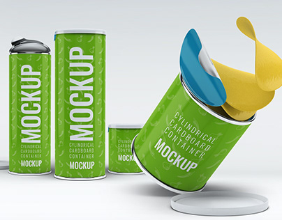 Cylindrical Cardboard Container Mockup