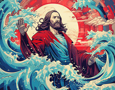 Jesus calm the great wave Kanagawa