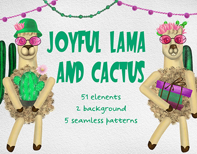 Joyful Lama and Cactus