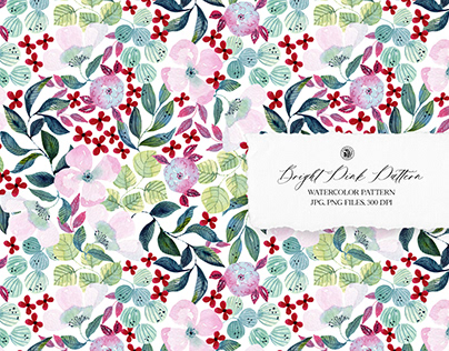 Bright Pink Floral Watercolor Pattern
