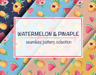 watermelon & pinaple seamless pattern