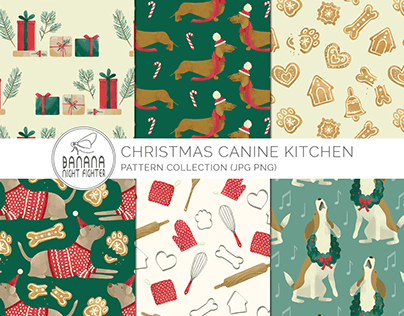Christmas dog seamless patterns