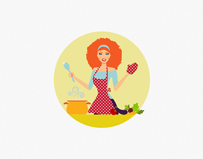 Girl cooking illustration