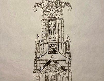Intaglio Print of the Clock Tower