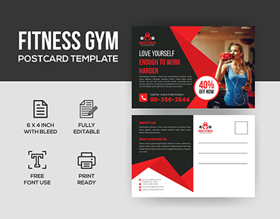 Fitness GYM Company Postcard Design