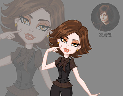 Alice Cullen in different cartoon styles