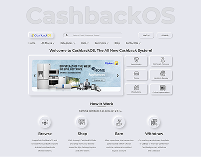 Neumorphism UI for Coupon Cashback Website