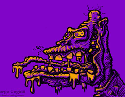 Monster Head Cartoon Zombie Limited Palette Sketch