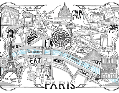 Paris Detailed Map Drawing