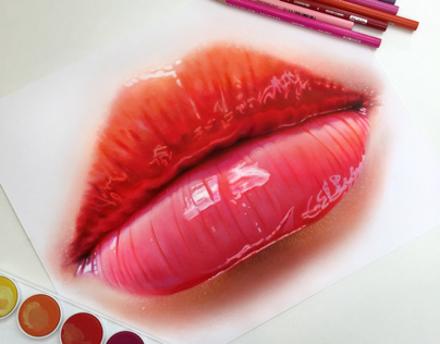 Colored pencil lip study