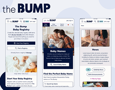 UI Design for The Bump Web and App