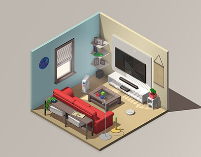 3D interior living room
