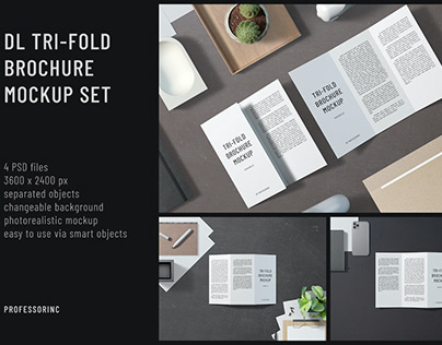 DL Tri-Fold Brochure Mockup Set