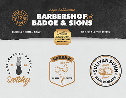 Vintage Barbershop Badge & Sign Templates