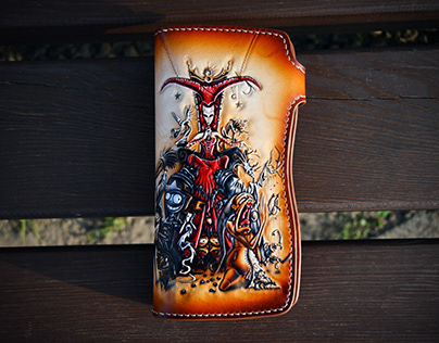 The Queen. Long tooled leather wallet.