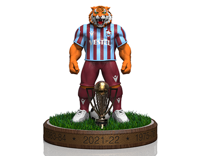 Trabzonspor 's mascot Tiger with trophy