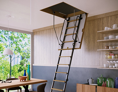 Дизайн интерьера для чердачной лестницы "Luxe"