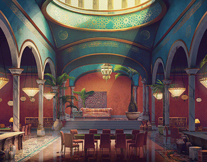 French-Maroccan Casino Interior Game Background