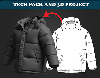 MEN'S FAKE DOWN JACKET WITH HOOD TECH PACK AND 3D