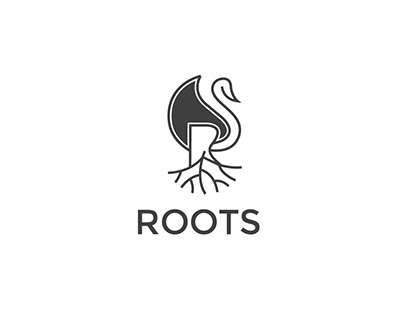 flat minimal duck+root+R logo combination