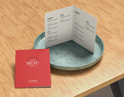 Free Two Fold Restaurant Menu Card Mockup