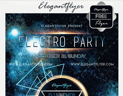 Electro party - Free Flyer PSD Template + Facebook Cove